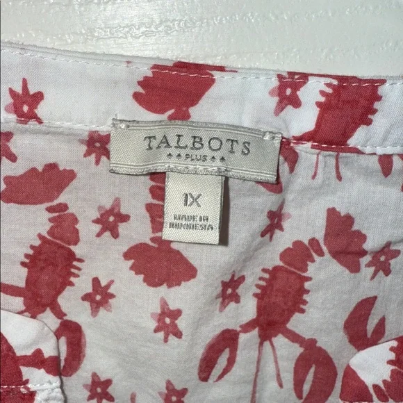 Talbots Plus 1X Red and White Lobster Print Tank - Picture 4 of 4